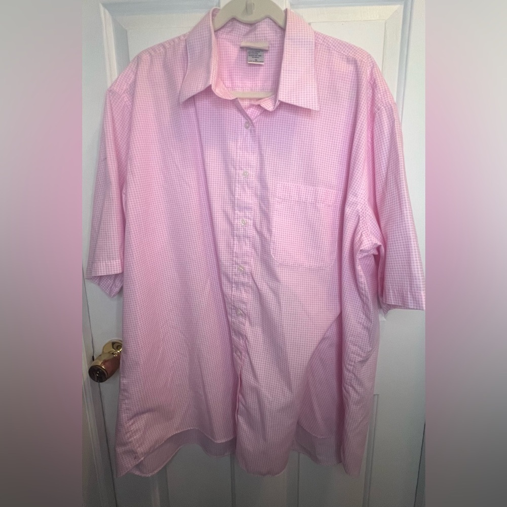Pink Casual Button Down Shirt with Long Sleeves